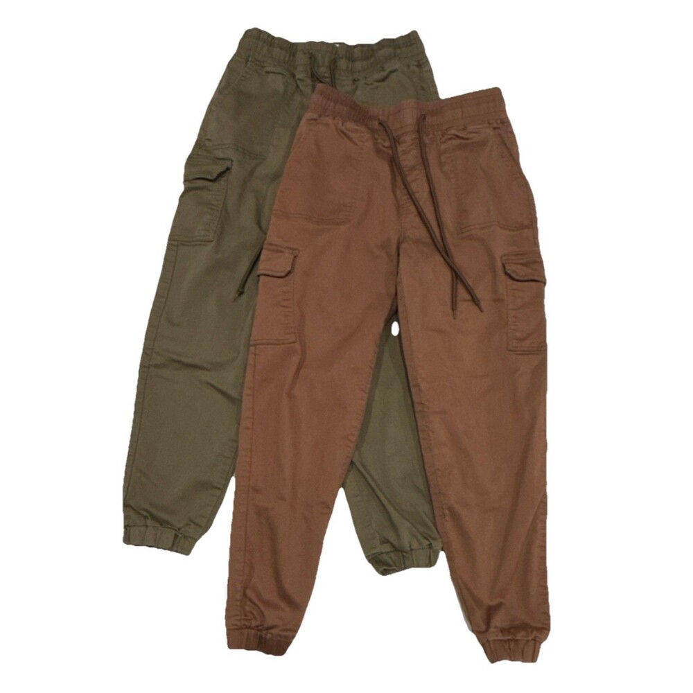 TELEPATÍA Women's Jr.'s Cargo Jogger Pants 2-Pack Olive & Brown Cotton Blend